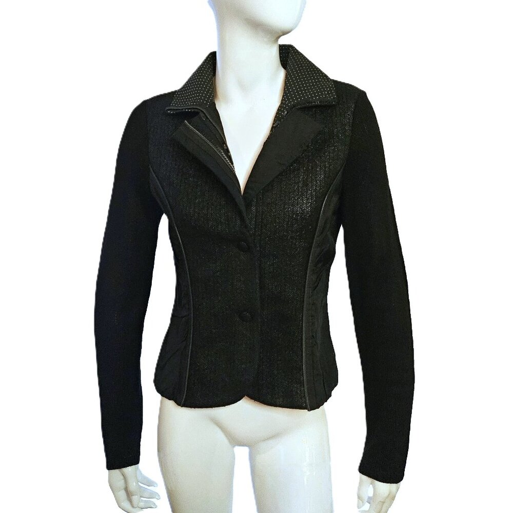 KAPALUA Black Avant Garde Mixed-Material Lightweight Jacket/Blazer Size 6